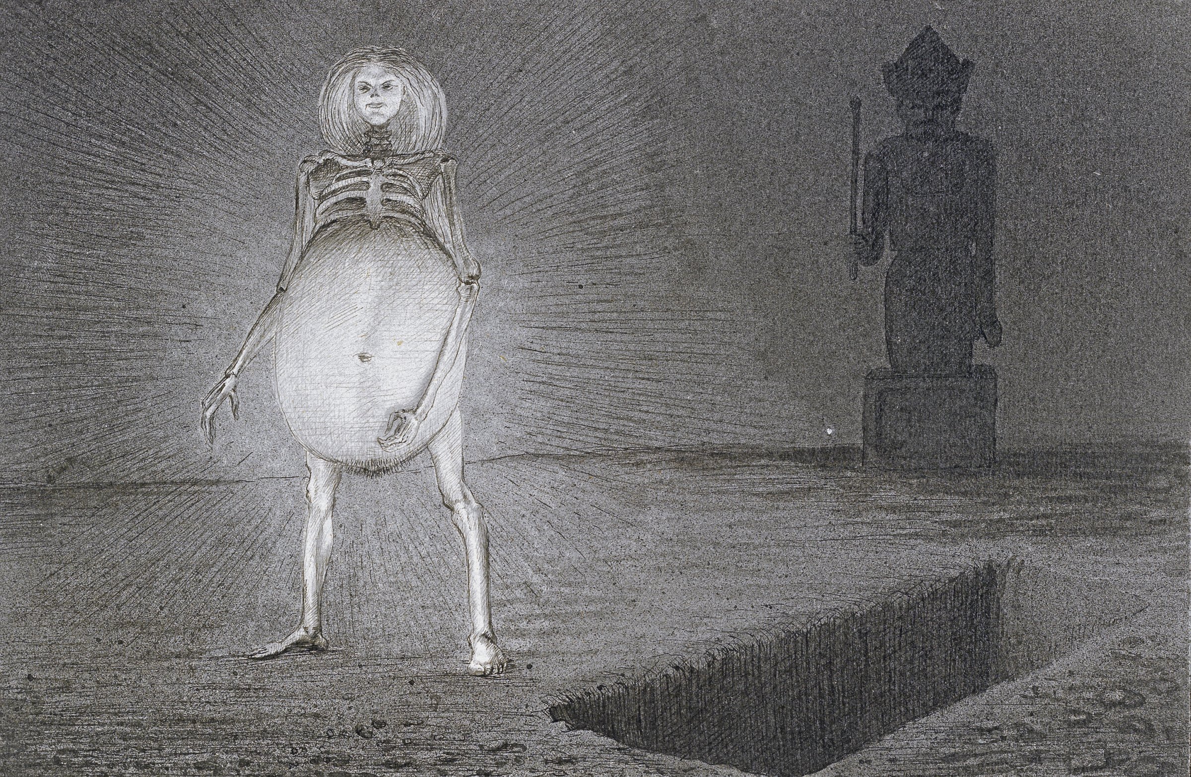 Alfred Kubin: Das Ei, ca. 1901/02, 15,8 × 23,8 cm, Tusche auf Papier