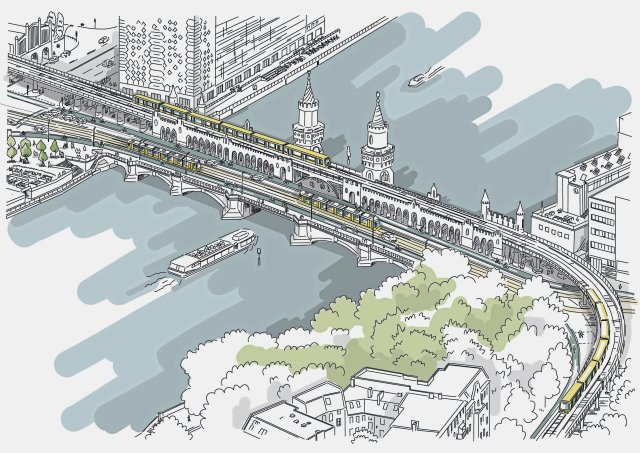 So stellen sich die BVG-Planer die Oberbaumbrücke in der Zukunft...