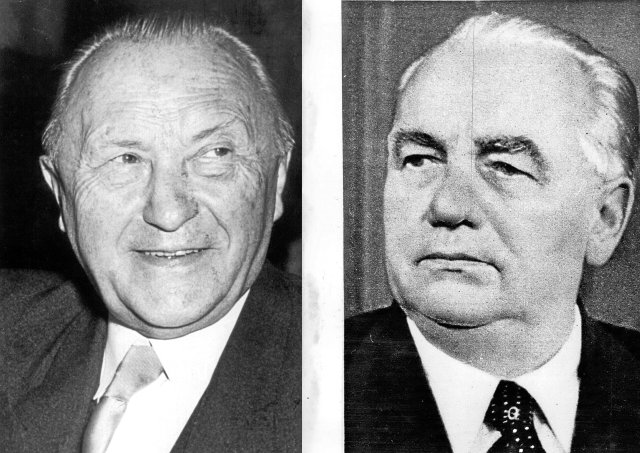 Konrad Adenauer (links) und Wilhelm Pieck, bis zu seinem Tod 1960 der einzige jemals amtierende Präsident der DDR