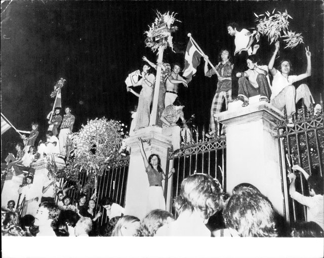 Joy at the end of the military dictatorship in Athens