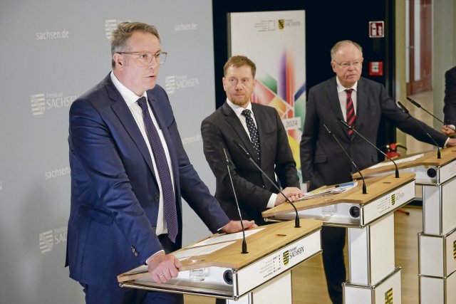 Die Länderchefs von Rheinland-Pfalz, Sachsen und Niedersachsen stellen die Ergebnisse der Ministerpräsidentenkonferenz zur ÖRR-Reform vor.