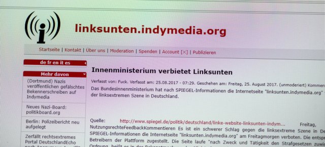 Kurz vor der Abschaltung informierte Indymedia Linksunten selbst über das Verbot. Heute ist die Plattform nur noch über Archivseiten zu erreichen.